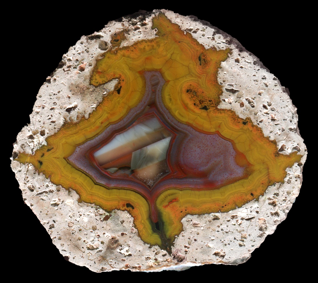Pujiang Thunderegg with Spectacular Yellow and Purple Agate