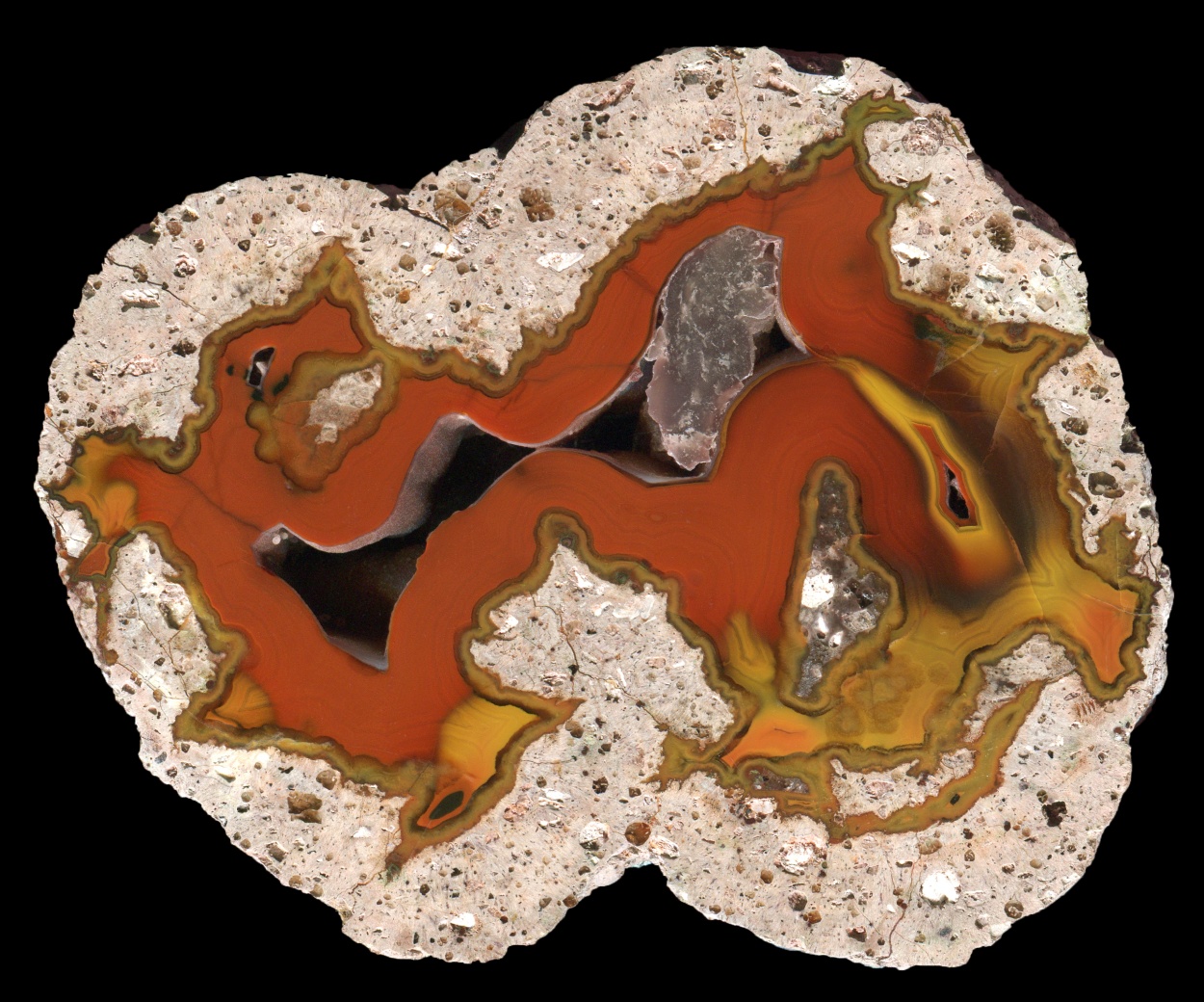 Exceptional Pujiang Thunderegg with a Complex Core of Bright Orange Agate