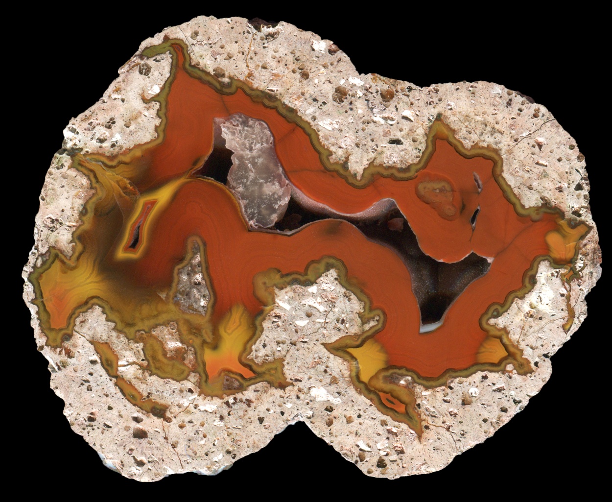 Exceptional Pujiang Thunderegg with a Complex Core of Bright Orange Agate - Other Half