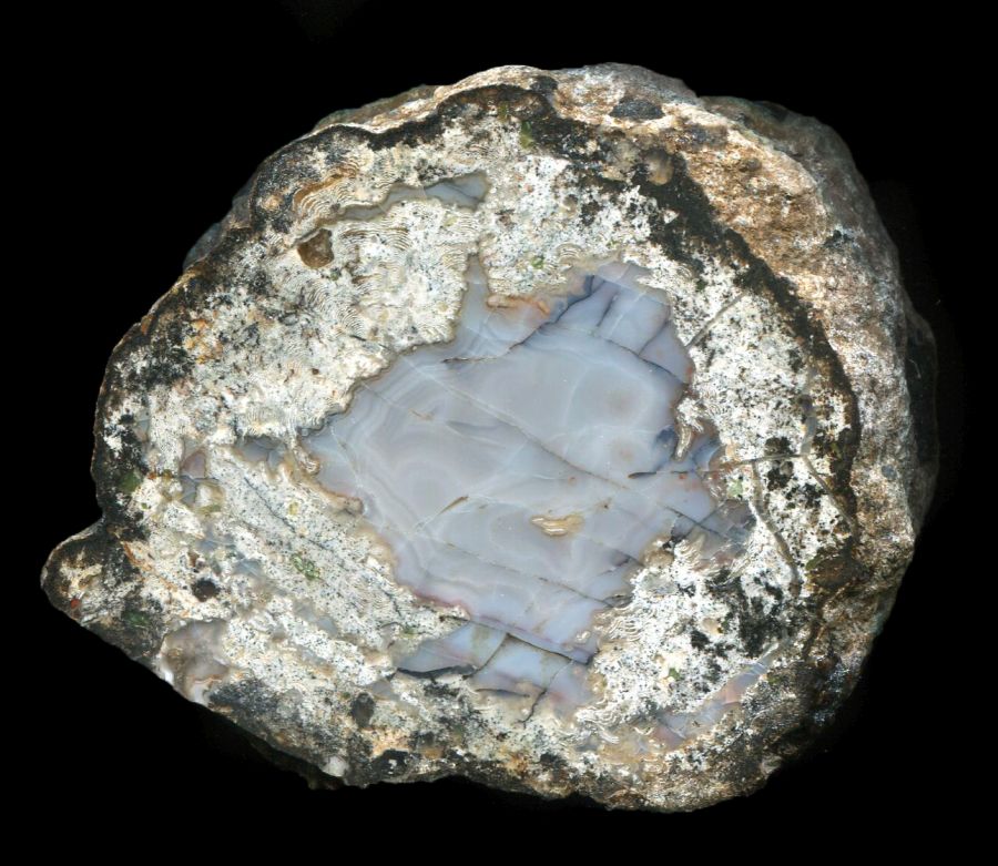 Herrschenbach Thunderegg with Blue Agate and Black Staining