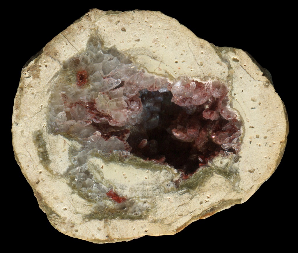 Schmiedeberg by Dippoldeswalde Thunderegg Gewode with Red Stained Crystals