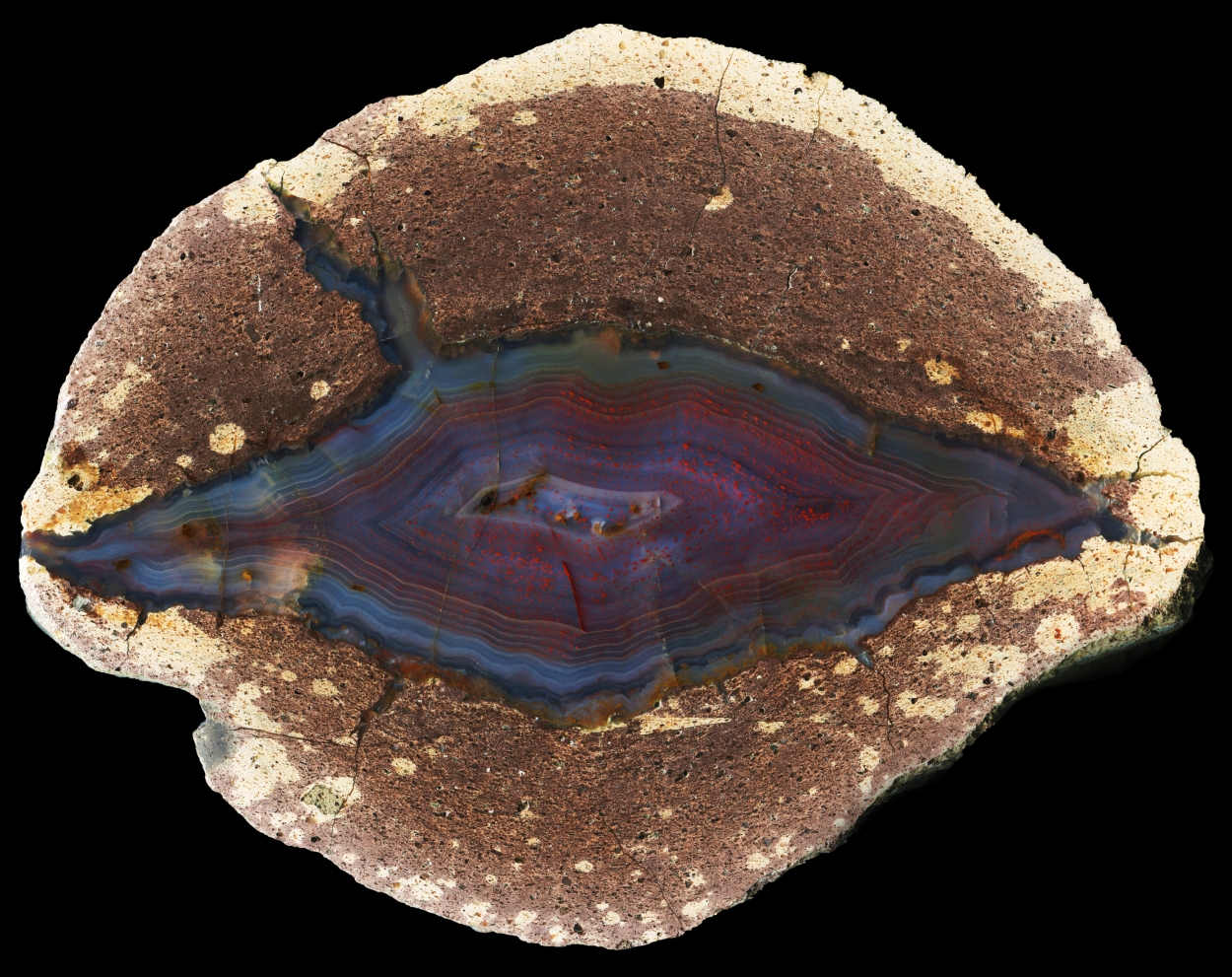 Large St Egidien Thunderegg with Solid Agate - Red Dots on Blue-Grey.
