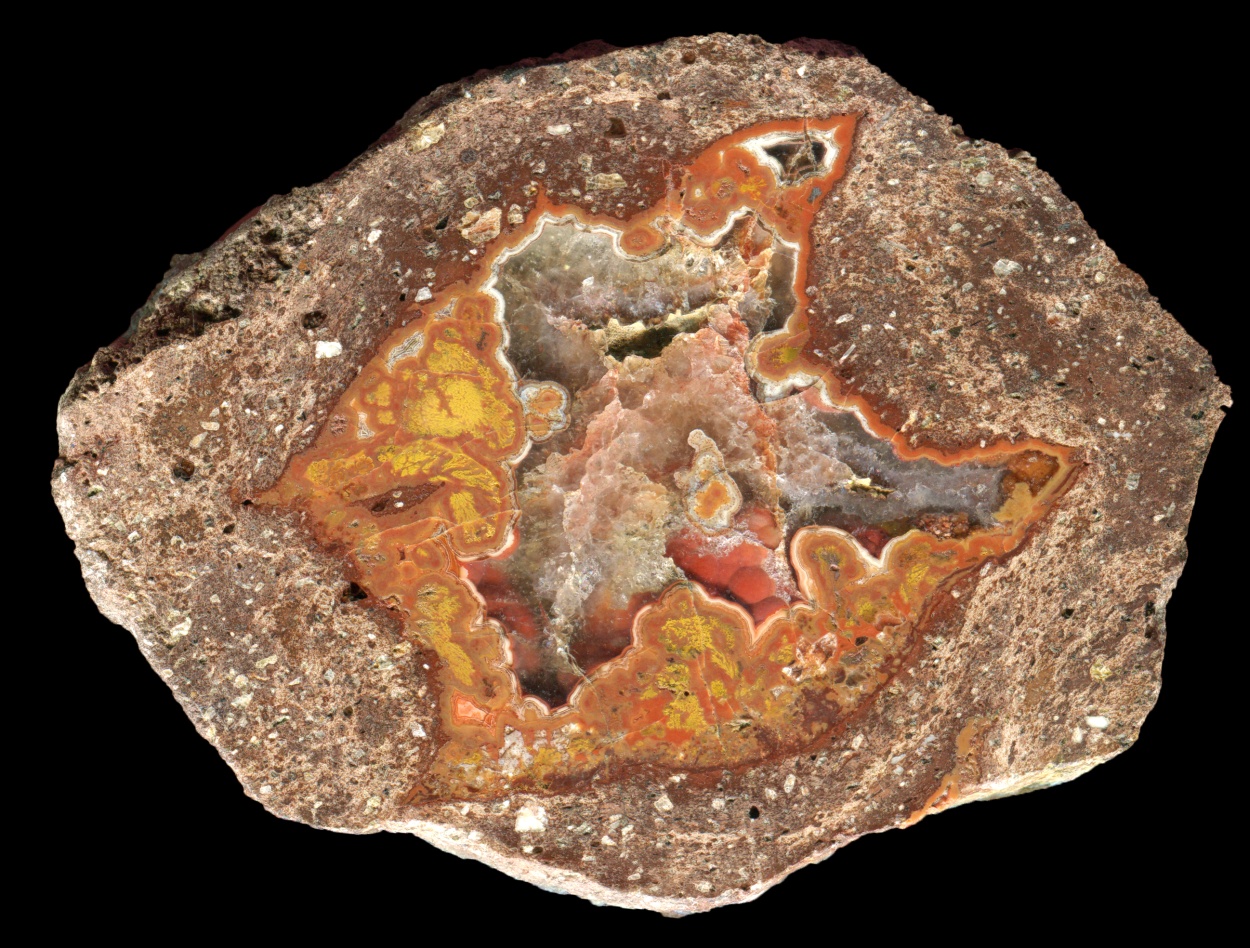 Colourful St Egidien Thunderegg with Yellow Plume