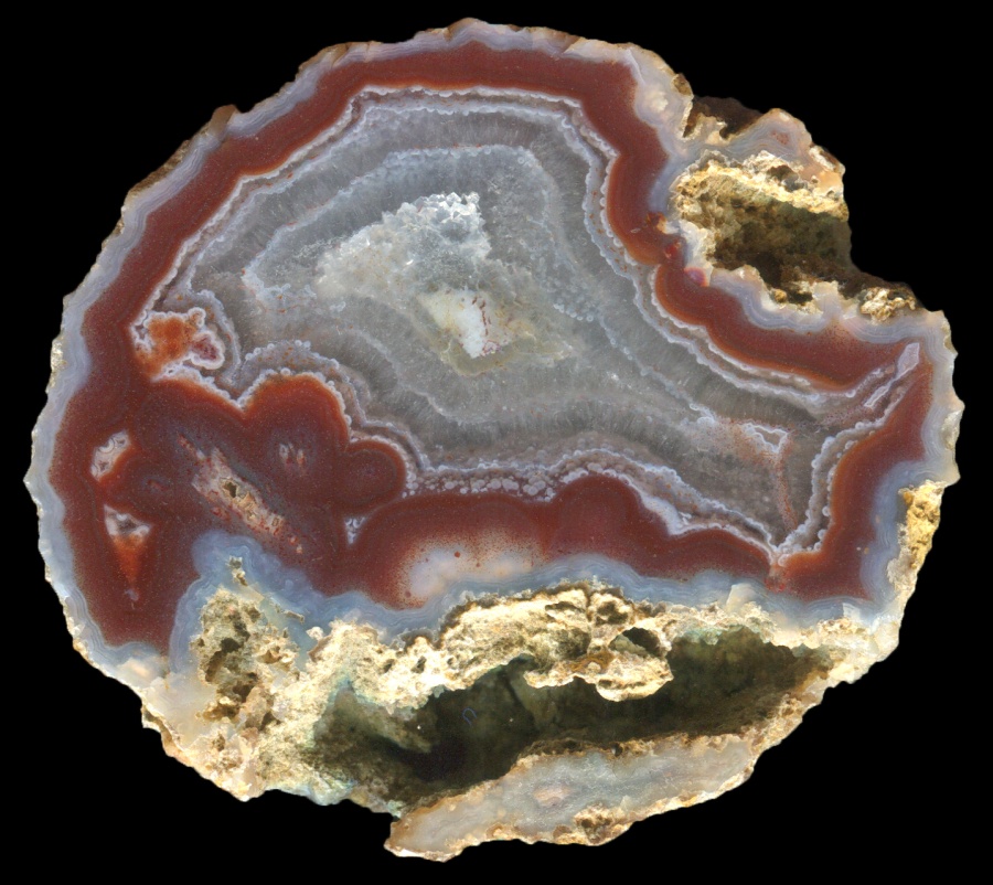 Medonas "Snowball" Agate with Intricate Deep Red Agate