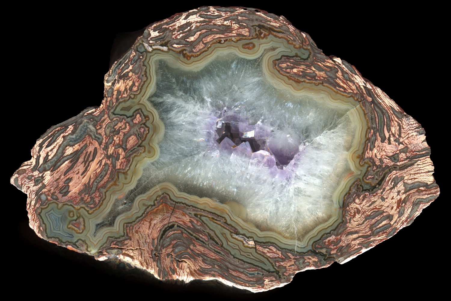 Beautiful Emirler Village Rhyolite Transitional Nodule with Amethyst