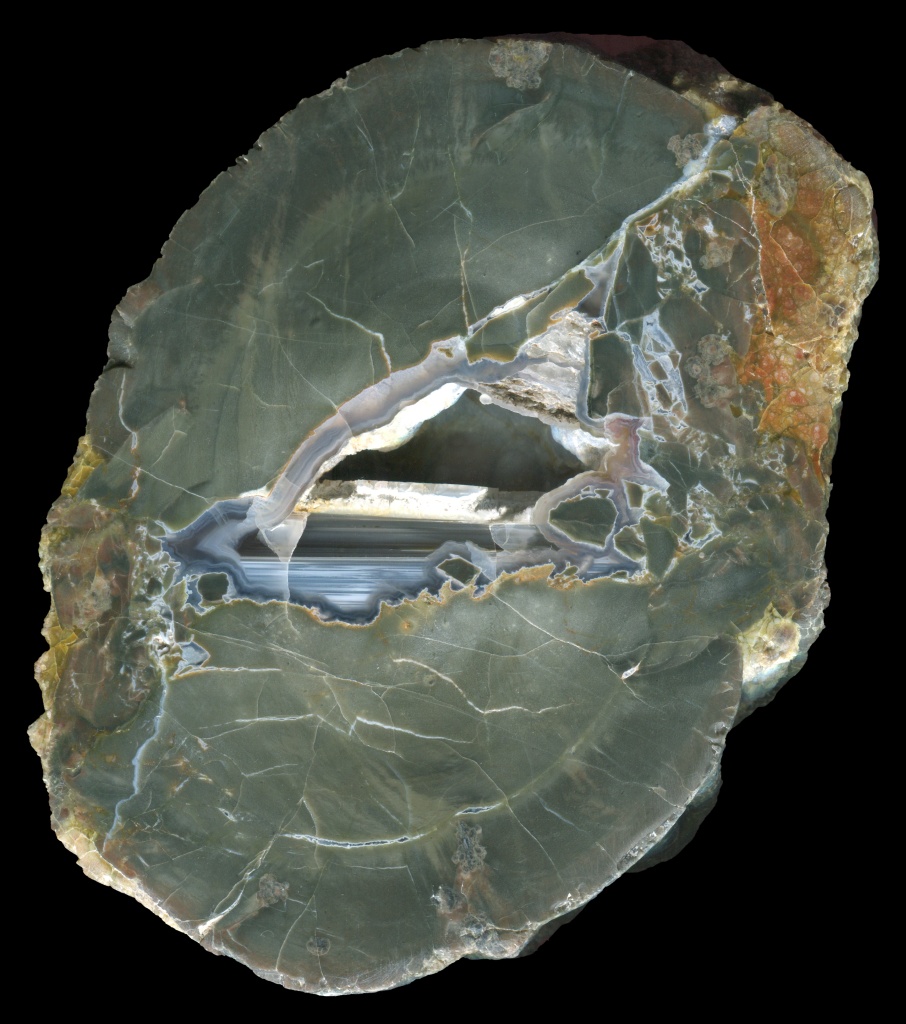 Large Old Military Road Thunderegg with Waterlines and Cave