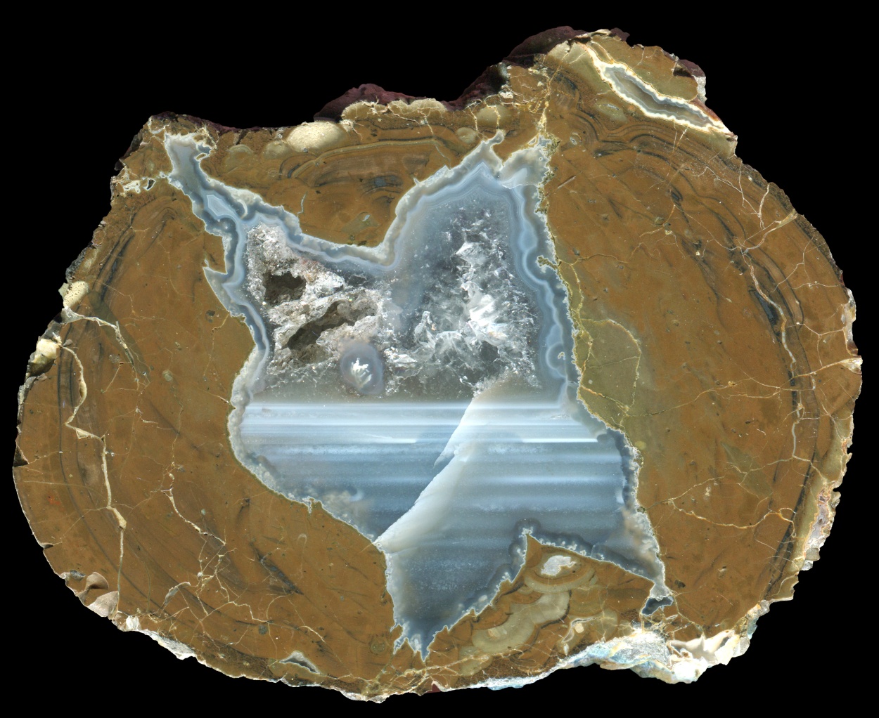"Close to the Main Road" Thunderegg with Hald-and-Hald Waterline and Crystal